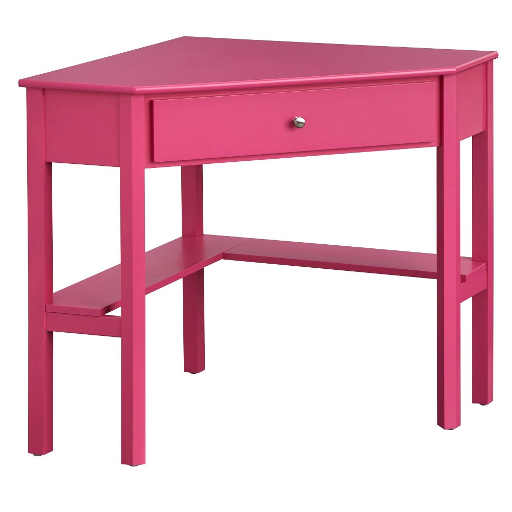 Photos - Office Desk Buylateral Medford Corner Desk with Drawer Magenta Pink