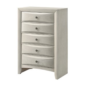 31.57" Wood Curved Drawer Fronts 5-Drawer Chest dressers with Neutral White Finish and Center Glide - 1 of 4