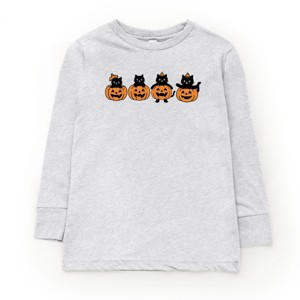 Four Black Cats Pumpkins - Toddler Long Sleeve Graphic Tee and Youth Long Sleeve Graphic T-Shirt - 1 of 3