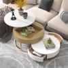 Munora Modern Round Lift-top Nesting Coffee Tables with 2 Drawers - White & Natural Wood - 2 of 4