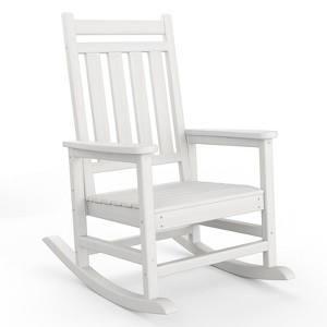 Outdoor Adirondack Rocking Chair - All-Weather HDPE Fire Pit Chair with Wide Backrest, 380LB Capacity - Patio, Garden, Backyard & Lawn - 1 of 4
