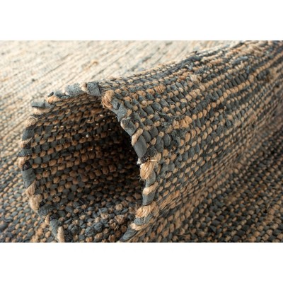 Gray Square Handmade Flat Woven Cowhide Area Rug, 6' x 6'