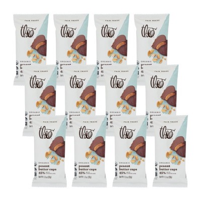 Theo Chocolate Organic Peanut Butter Cups 45% Milk Chocolate - Case of 12/1.3 oz