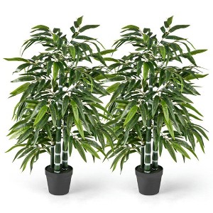 Resenkos 2-Pack Artificial Bamboo Tree, 3 Polyethylene Trunks for Indoor & Outdoor, Green - 1 of 4