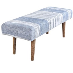 Seaside Stripe Handwoven Bench - 1 of 3
