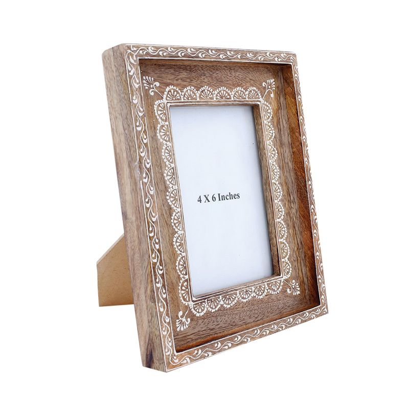Natural Wood 4 x 6 inch Henna Pattern Decorative Wood Picture Frame - Foreside Home & Garden, 3 of 5