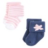 Hudson Baby Infant Girl Cotton Rich Newborn and Terry Socks, Pink Dolphin - 3 of 4