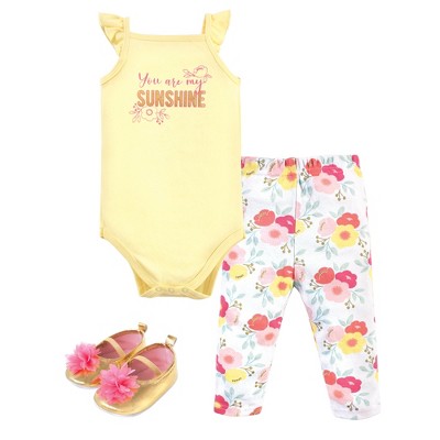Little Treasure Baby Girl Cotton Bodysuit and Pant Set, Sassy Pants, 0-3  Months