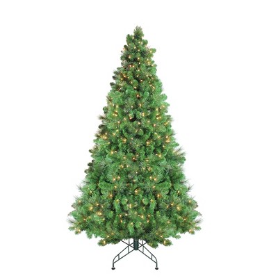 Northlight 7.5' Prelit Artificial Christmas Tree Medium Canterbury Spruce with Dewdrops - Clear LED Lights