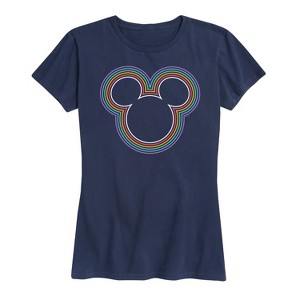 Women's - Disney - Rainbow Outline Mickey Silhouette Short Sleeve Graphic T-Shirt - 1 of 4