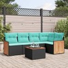 vidaXL 6 Piece Patio Sofa Set with Cushions Black Poly Rattan - 2 of 4
