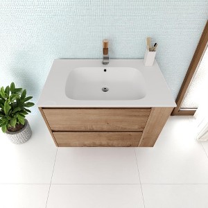 30" Wall-Mounted Bathroom Vanity, Dual Soft-Close Drawers,Adjustable Side Shelf, and Beveled Edge Handle,Floating Vanity Cabinet - 1 of 4