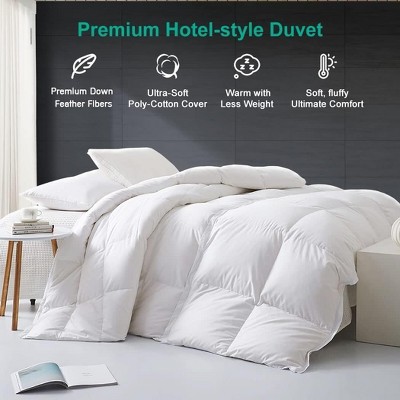 APSMILE Luxurious King Size Down Feather Fibers Comforter, Ultra-Soft Down Feather Fibers Duvet, 39oz Hotel Collection Comforter Medium Warmth All Season Fluffy Duvet Insert (106x90, White) - Thumbnail 5