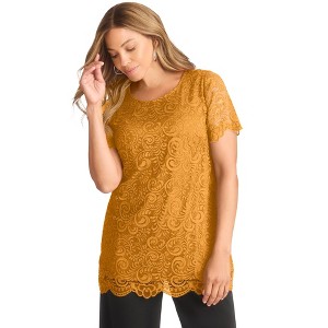 Jessica London Women's Plus Size Stretch Lace Tunic - 1 of 4