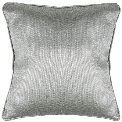 Raelyn 18" Square Light Grey Metallic Plush Pillow