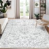Washable Vintage Floral Rug Non Slip Low Pile Rug Soft Throw Floor Cover Foldable Indoor Carpet for Living Room Bedroom - 4 of 4