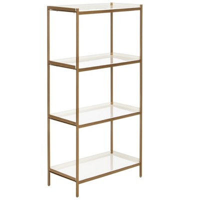 Daniella White and Brass 4-Tier Iron Etagere