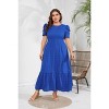 Coolmee Womens Plus Size Summer Casual Maxi Dress Short Sleeve Crewneck Ruffle A Line Flowy Long Dress - 4 of 4