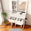 Vanity Table with Mirror & Adjustable LED Lights, Power Outlet, Hairdryer Holder & Stool – Compact Dressing Desk for Small Bedrooms(White) - 4 of 4