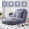 Cotton Filled Folding Floor Sofa Chair with Adjustable Backrest for Gaming and Meditation, Plush Teddy Fabric Lounge Seat-Baofuwish - 3 of 4