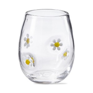 tag 16 oz. Flower Clear Glass Yellow and White Daisy Flower Stemless Wine  Drinkware : Target