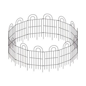 Dolonm 32" Tall 14-Panel Metal Garden Fence - 20.4ft Animal Barrier, Galvanized Rustproof, No Tools Movable Pet Fence for Yard - 1 of 4