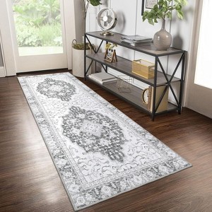 Distressed Vintage Boho Area Rug Large Soft Washable Low Pile Carpet, Non-Slip Foldable Rug for Living Room, Bedroom, Dining Room Office - 1 of 4