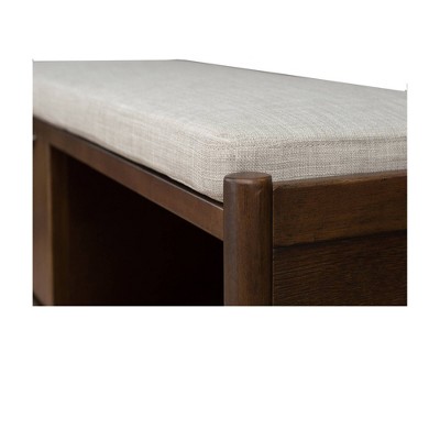 Mid-Century Walnut Storage Bench with Upholstered Cushion