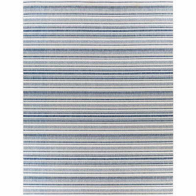 Hauteloom Olin White&Blue Striped Nordic Rug