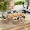 Christopher Knight Home Quinn 7 Pieces Patio Slat Design Acacia Upholstered Dining Set - image 2 of 4