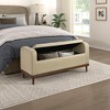 Vynxaria Mid-Century Modern Lift Top Storage Bench 1pc Light Brown Upholstered Tufted Solid Wood Walnut Finish Wooden Furniture - 2 of 4