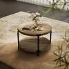 29.6" Round Boho Coffee Table,Modern Double Layer Wood Center Table with Storage Shelf for Living Room,Bedroom-Baofuwish - 3 of 4