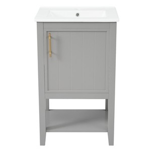 ChicFurnit Bathroom Storage Cabinets Bathroom Floor Storage Cabinet Functional Bathroom Cabinet with Drawer for Bathroom, Gray, 20"*15.6"*33.9" - 1 of 4