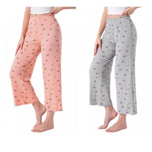 INSPIRE CHIC Women's 2 Pcs Soft Lounge Pajama Pants Casual Trousers Wide Leg Pajama Bottoms - 1 of 4