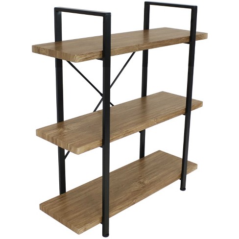 3 Tier Industrial Style Freestanding Open Shelf Brown Veneer Sunnydaze Decor Target