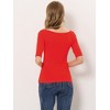 INSPIRE CHIC Women's Half Sleeves Scoop Neck Fitted Layering Soft T-Shirt - 4 of 4