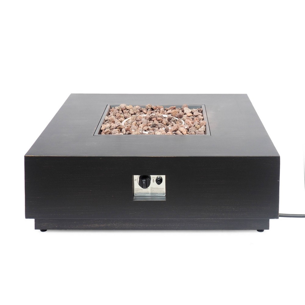 Wellington Outdoor Square Fire Pit 50000 BTU with Lava Rocks - Christopher Knight Home
