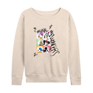 Women's - Disney - Original Influencers Lightweight French Terry Wide Neck Long Sleeve Shirt - 1 of 4