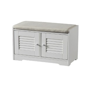 Dexmalle Shoe Storage Bench with Louvered Door and Shoe Rack - 1 of 4