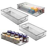 mDesign Plastic Kitchen Pantry Food Storage Bin with Handles, 4 Pack - Smoke Gray