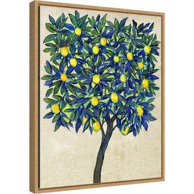 Sylvie Maple Framed Lemon Tree Canvas Wall Art 16 x 20 Inches