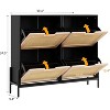 Natural Rattan Shoe Cabinet with 4 Flip Drawers, Freestanding Shoe Organizer for Entryway, Hallway - 3 of 4