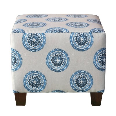 Annie Ottoman Como Medallion Navy - Skyline Furniture