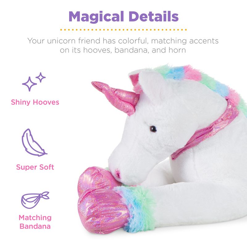 Best Choice Products 52in Kids Extra Large Plush Unicorn, Life-Size Stuffed Animal Toy w/ Rainbow Details, 5 of 9