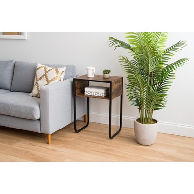 Versatile A-Shape Wood and Metal Cantilever Side Table, Brown