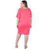 24seven Comfort Apparel Plus Size Solid Color Loose Fit V Neck T Shirt Style Knee Length Dress - 3 of 4