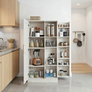 Resenkos 14-Tier Freestanding Kitchen Pantry Storage Cabinet - for Living Room/Dining Room, White - 1 of 4