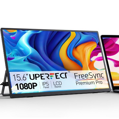 UPERFECT Portable Monitor 15.6" 1080P IPS Display with USB-C & HDMI, 180° Adjustable Stand, Built-in Speakers