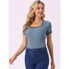 INSPIRE CHIC Women's Short Sleeve Square Neck Slim Fit Sweater Romper Knit Jumpsuit - 2 of 4