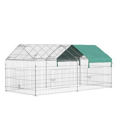 Silver Metal Outdoor Animal Playpen with Weatherproof Cover